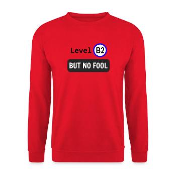 Level B2, but no fool - Unisex Pullover - Rot - Vorne - Alina (178cm) & Michal (187cm)