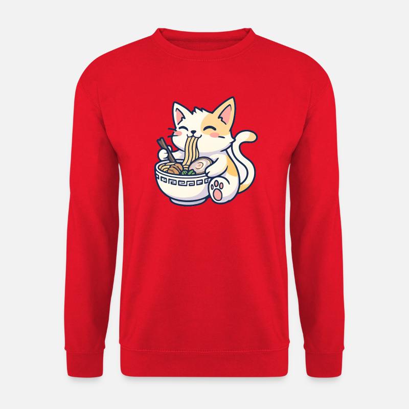 Kawaii Ramen Katze Freude - Unisex Pullover - Rot