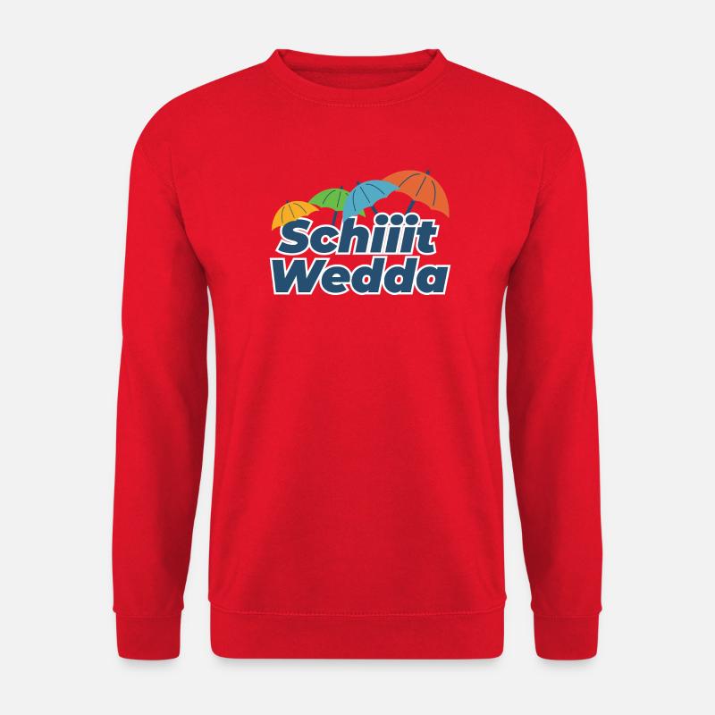 Farbige Regenschirme Comic Stil (Scheiß Wetter) - Unisex Pullover - Rot