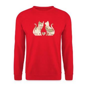 katzenfreunde - Unisex Pullover - Rot - Vorne - Alina (178cm) & Michal (187cm)