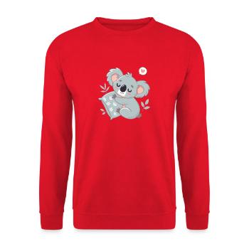 Koala Süßes Lesen und Umarmungen - Unisex Pullover - Rot - Vorne - Alina (178cm) & Michal (187cm)