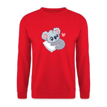 Cuddly Koala on Pastel Cushion - Unisex Sweatshirt - red - Front - Alina (178cm) & Michal (187cm)