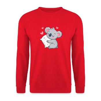Cuddly Koala and Starry Pillow - Unisex Sweatshirt - red - Front - Alina (178cm) & Michal (187cm)