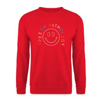 SLP Speech Therapist Speech Pathologist - Unisex Sweatshirt - red - Front - Alina (178cm) & Michal (187cm)