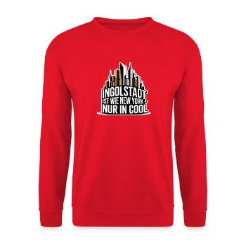 Ingolstadt Spruch – Wie New York total cool - Unisex Pullover - Rot - Vorne - Alina (178cm) & Michal (187cm)
