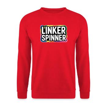 Linker Spinner Spruch – Politischer Humor mit Halt - Unisex Pullover - Rot - Vorne - Alina (178cm) & Michal (187cm)