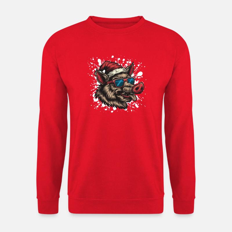 Pig Christmas Funny Wild Boar - Unisex Sweatshirt - red