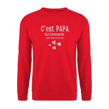 C'est Papa Qui Commande Quand Maman Absente - Sweat-shirt Unisexe - rouge - Devant - Alina (178cm) & Michal (187cm)