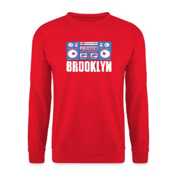 Brooklyn Sound Vibes City Beat Expression - Unisex Pullover - Rot - Vorne - Alina (178cm) & Michal (187cm)