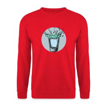 Spritziges Glas-Splash Motiv - Unisex Pullover - Rot - Vorne - Alina (178cm) & Michal (187cm)