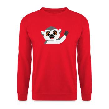 Winkender Lemur Freund - Unisex Pullover - Rot - Vorne - Alina (178cm) & Michal (187cm)