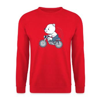 Ourson Motard Aventure - Sweat-shirt Unisexe - rouge - Devant - Alina (178cm) & Michal (187cm)