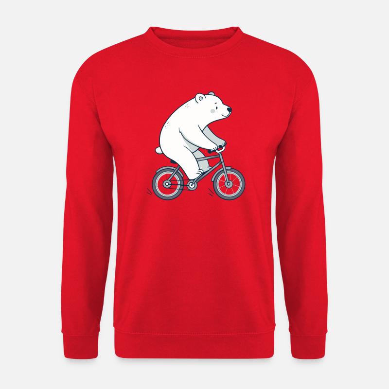Eisbär auf Cartoon-Fahrrad - Unisex Pullover - Rot