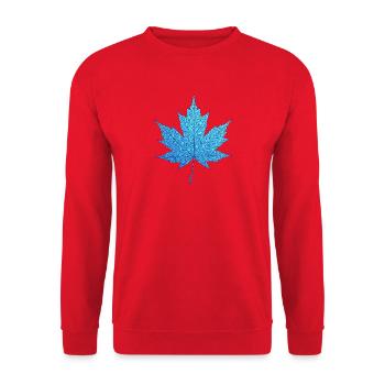 Geometric Blue Maple Leaf Print - Unisex Sweatshirt - red - Front - Alina (178cm) & Michal (187cm)