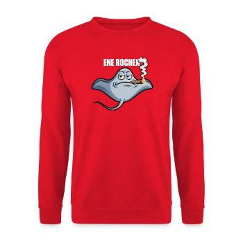 Ene Rochen Raucher Spruch Zigarette Kippe Rauchen - Unisex Pullover - Rot - Vorne - Alina (178cm) & Michal (187cm)