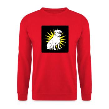 Cool Dog in Punk Rock & Pop Art Style - Unisex Sweatshirt - red - Front - Alina (178cm) & Michal (187cm)