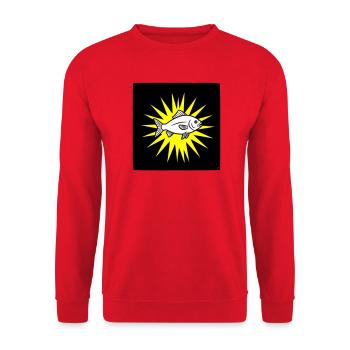 Cool fish in punk rock & pop art style - Unisex Sweatshirt - red - Front - Alina (178cm) & Michal (187cm)
