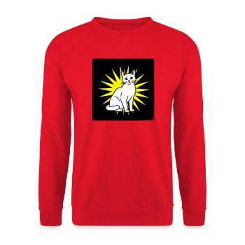 Cool cat in pop art & punk rock style - Unisex Sweatshirt - red - Front - Alina (178cm) & Michal (187cm)