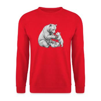 Bear and her cubs - Unisex Sweatshirt - red - Front - Alina (178cm) & Michal (187cm)