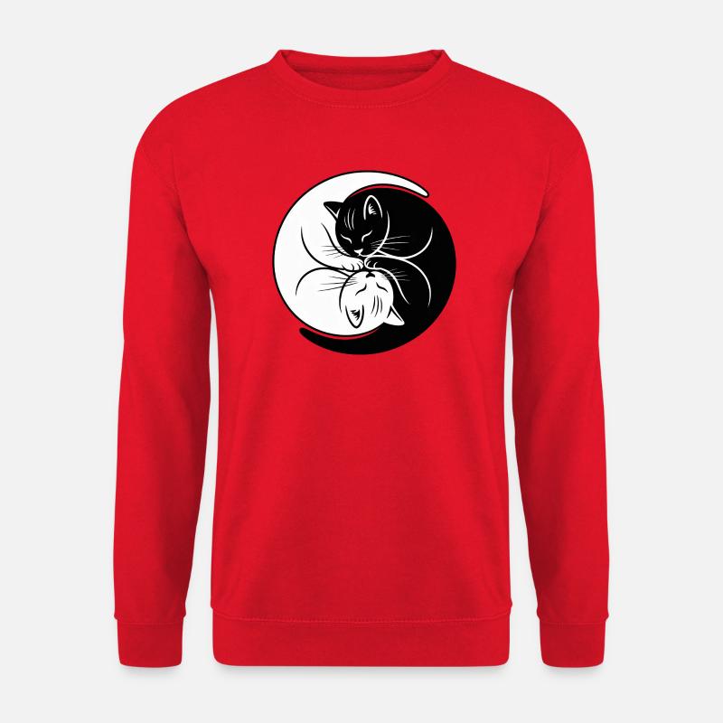 Yin-Yang Katzen Schwarz Weiß Harmonie Symbol - Unisex Pullover - Rot