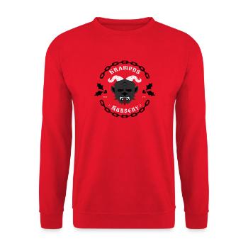 Krampus Nursery  - Unisex Pullover - Rot - Vorne - Alina (178cm) & Michal (187cm)