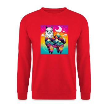 Alpaca - Unisex Sweatshirt - red - Front - Alina (178cm) & Michal (187cm)