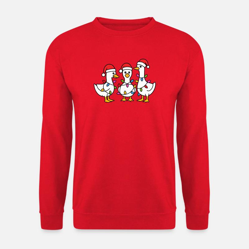 Three Festive Ducks in Santa Hats - Unisex Sweatshirt - red