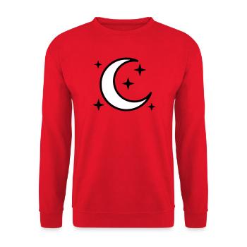 Mondsichel & Sterne | Magische Nacht - Unisex Pullover - Rot - Vorne - Alina (178cm) & Michal (187cm)