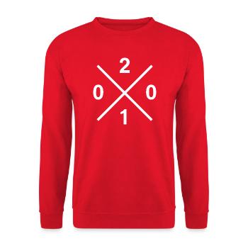 Area Code 0201 Ruhrpott Merch for real food fans - Unisex Sweatshirt - red - Front - Alina (178cm) & Michal (187cm)