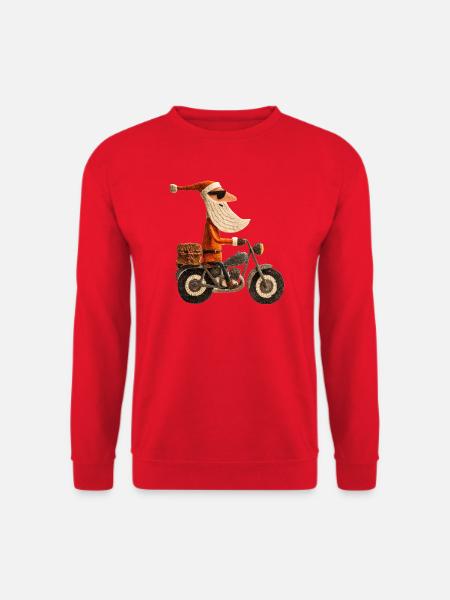 Weihnachtsmann auf Motorrad - Unisex Pullover - Rot