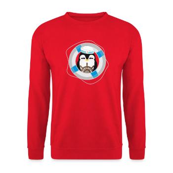 Capitaine pingouin – Motif marin maritime - Sweat-shirt Unisexe - rouge - Devant - Alina (178cm) & Michal (187cm)