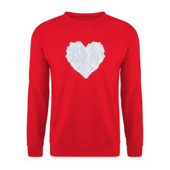 Heart of Clouds – White Heart with a Gentle Texture - Unisex Sweatshirt - red - Front - Alina (178cm) & Michal (187cm)