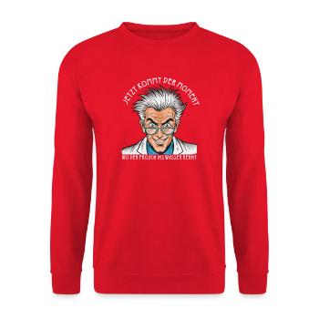 Jetzt kommt der Moment, der Moment der Erkenntnis. - Unisex Pullover - Rot - Vorne - Alina (178cm) & Michal (187cm)