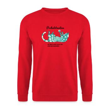 Prokatztination - die Kunst, nichts zu tun - Unisex Pullover - Rot - Vorne - Alina (178cm) & Michal (187cm)