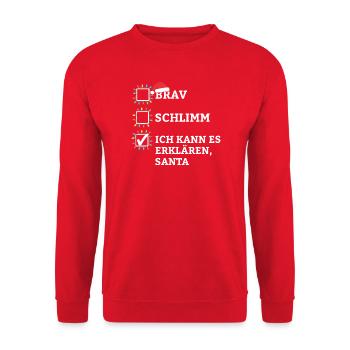 Je peux vous expliquer, Père Noël - Sweat-shirt Unisexe - rouge - Devant - Alina (178cm) & Michal (187cm)