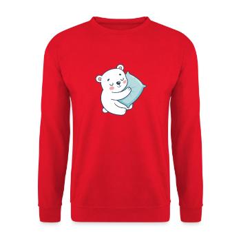Ours doux et oreiller bleu - Sweat-shirt Unisexe - rouge - Devant - Alina (178cm) & Michal (187cm)