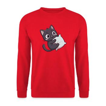 Kawaii kitten cuddly on pillow - Unisex Sweatshirt - red - Front - Alina (178cm) & Michal (187cm)