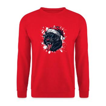 Panther Weihnachten Lustig - Unisex Pullover - Rot - Vorne - Alina (178cm) & Michal (187cm)