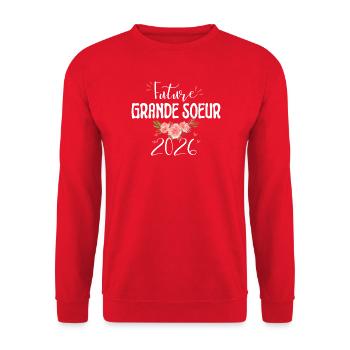 Futur Big Sister 2026 Pregnancy Announcement - Sweat-shirt Unisexe - rouge - Devant - Alina (178cm) & Michal (187cm)