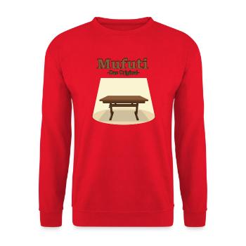 Mufuti Original: DDR Tisch im Spotlight - Unisex Pullover - Rot - Vorne - Alina (178cm) & Michal (187cm)