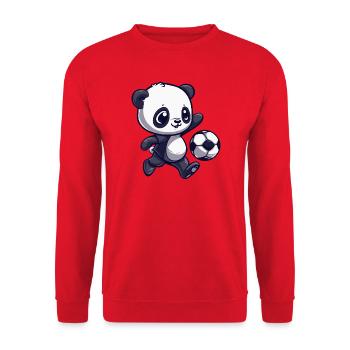 Panda Fußball Cartoon - Unisex Pullover - Rot - Vorne - Alina (178cm) & Michal (187cm)