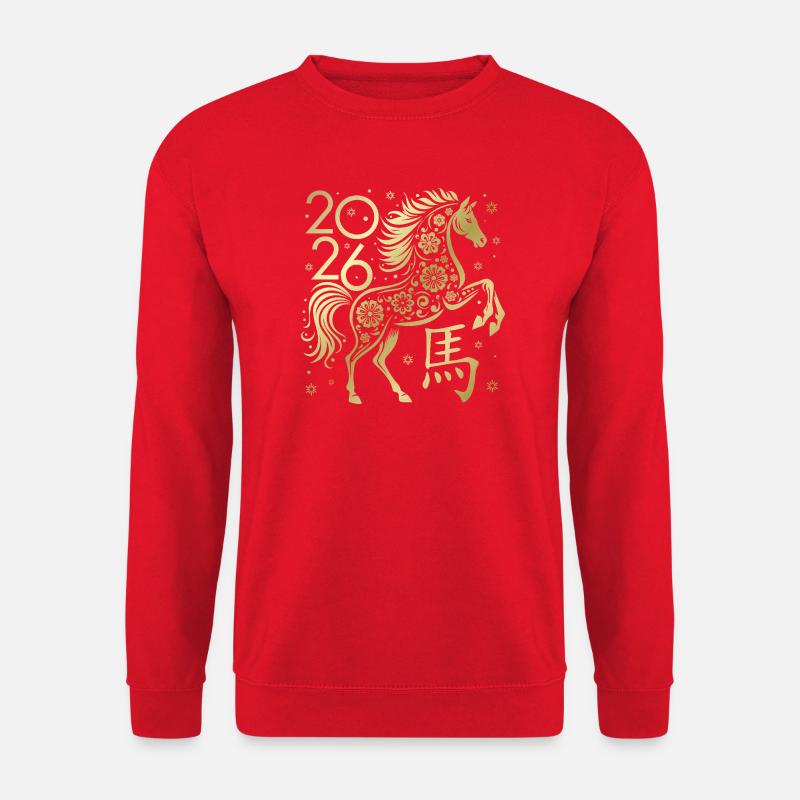 Chinesisches Neujahr des Pferdes 2026 - Unisex Pullover - Rot