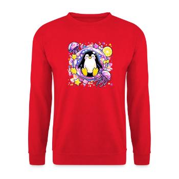 Colorful Penguin Wreath - Unisex Sweatshirt - red - Front - Alina (178cm) & Michal (187cm)