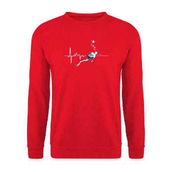 Diving Heartbeat - Cooles Tauchen Logo - Unisex Pullover - Rot - Vorne - Alina (178cm) & Michal (187cm)