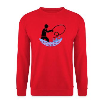 Fishing & Fishing | Petri Heil Hobby Logo - Unisex Sweatshirt - red - Front - Alina (178cm) & Michal (187cm)