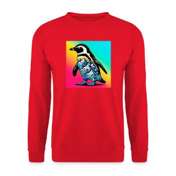 penguin - Unisex Sweatshirt - red - Front - Alina (178cm) & Michal (187cm)