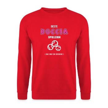 Best Female Boccia Player Boules Game - Unisex Sweatshirt - red - Front - Alina (178cm) & Michal (187cm)
