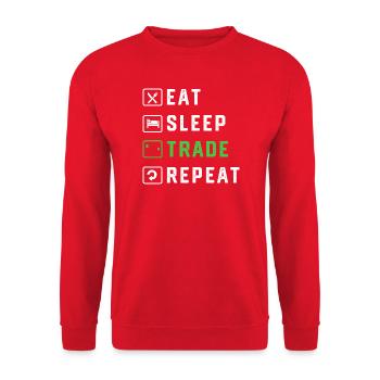Geld Finanzen Aktien Trading Bitcoin Kapital - Unisex Pullover - Rot - Vorne - Alina (178cm) & Michal (187cm)