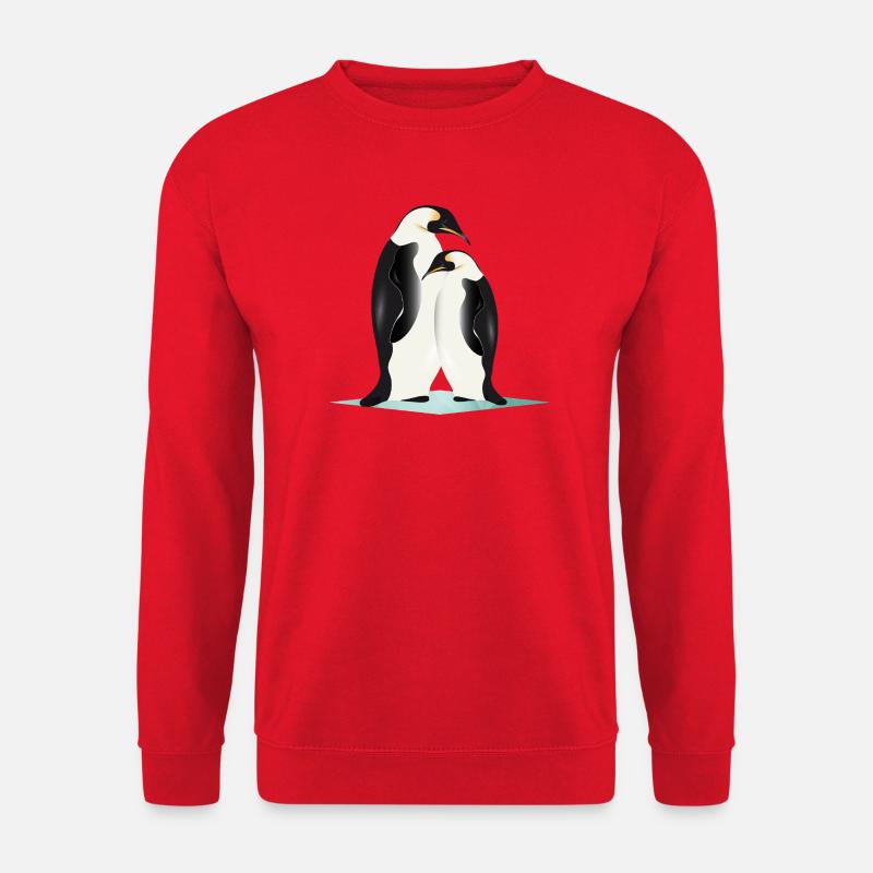 Zwei elegant gezeichnete Pinguine - Unisex Pullover - Rot
