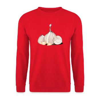 Dessin à l’ail avec tubercules et gousses fines - Sweat-shirt Unisexe - rouge - Devant - Alina (178cm) & Michal (187cm)